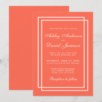 Elegant Modern Bröllop Coral White-inbjudan