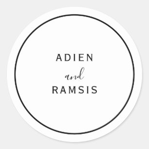 Elegant Modern Bröllop-fästare Runt Klistermärke