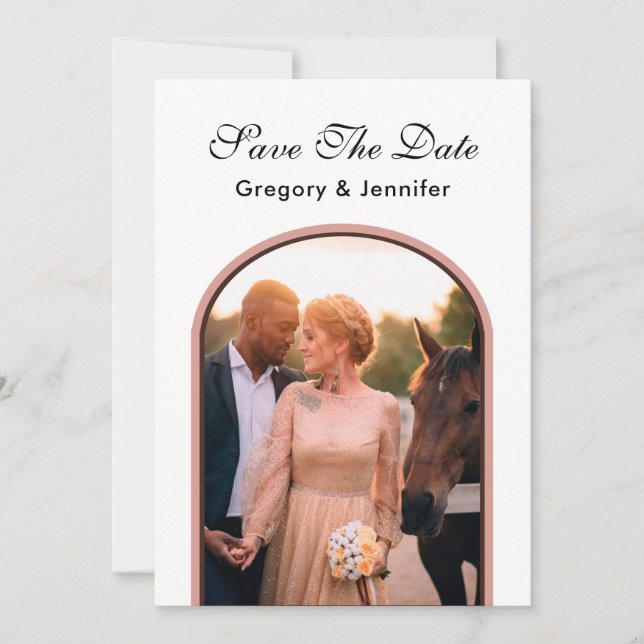 Elegant Modern Bröllop-foto Spara Datumet (Framsida)