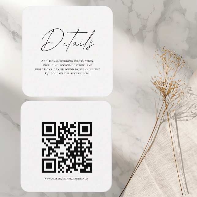 Elegant Modern Bröllop Info Card | QR-kod Tilläggskort (Skapare uppladdad)