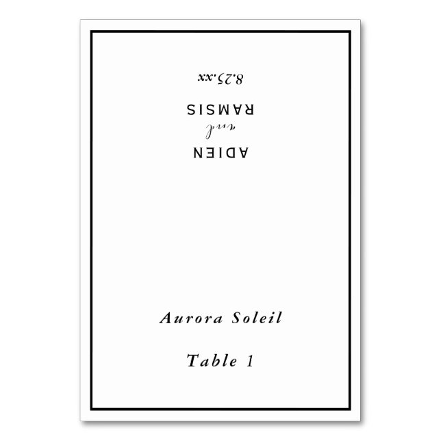 Elegant Modern Bröllop-mappat platskort Bordsnummer (Framsidan)