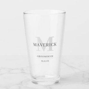 Elegant Modern Bröllop Monogram-Marskalkar öl Glaskopp