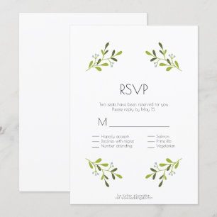 Elegant Modern Bröllop. RSVP Med Måltidsalternativ Inbjudningar