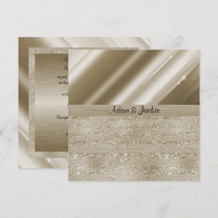 ELEGANT & MODERN BRÖLLOP SPLIT BRONZE GULD GLITTER INBJUDNINGAR
