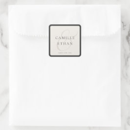 Elegant modern bröllops fyrkantig tackpresent deka fyrkantigt klistermärke