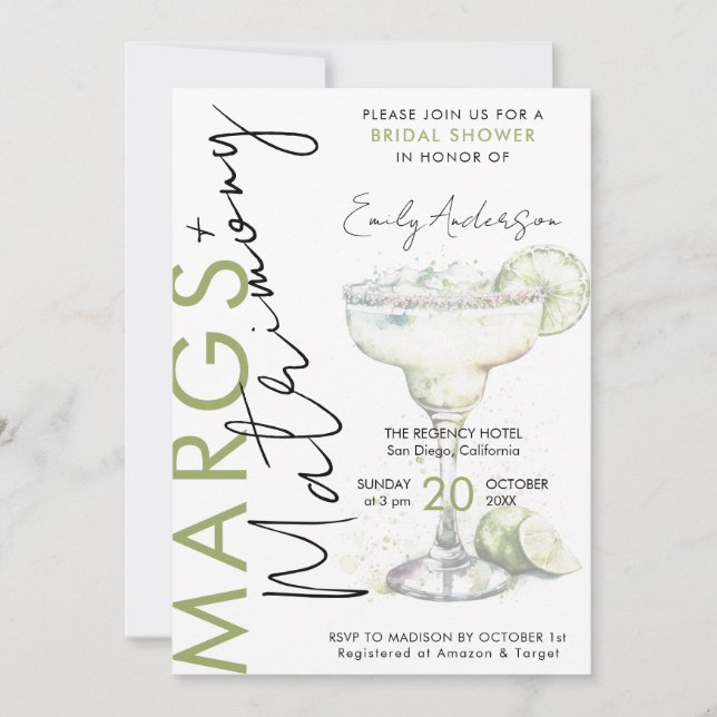 Elegant Modern Bröllopsfest med Margs och Bröllop Inbjudningar (Framsida)