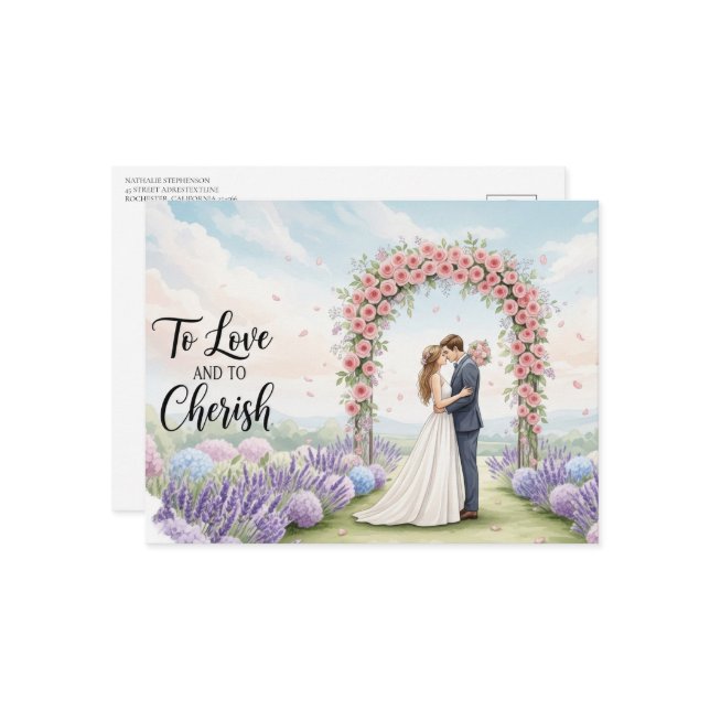 Elegant modern bröllopskort vykort (Fram/Back In Situ)