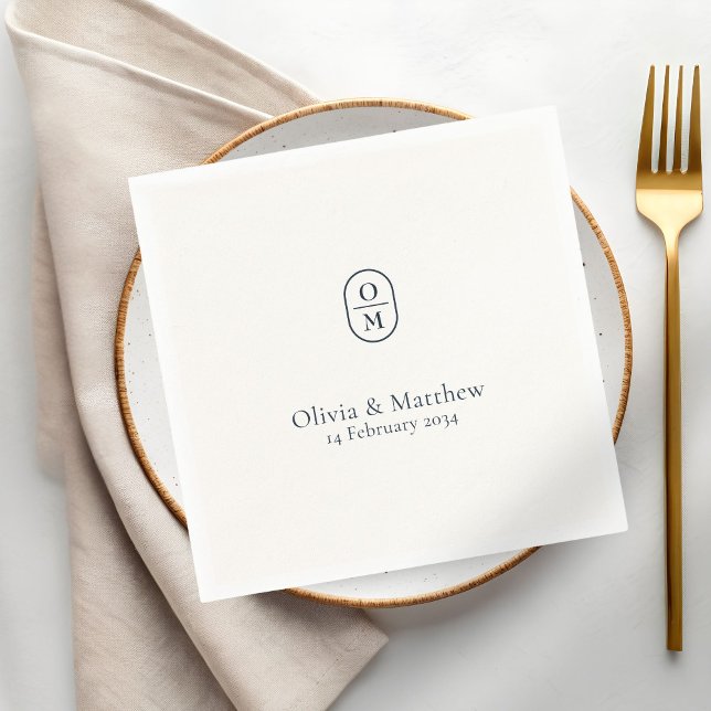 Elegant Modern Bröllopsmonogram Bröllop Pappersservett (Skapare uppladdad)
