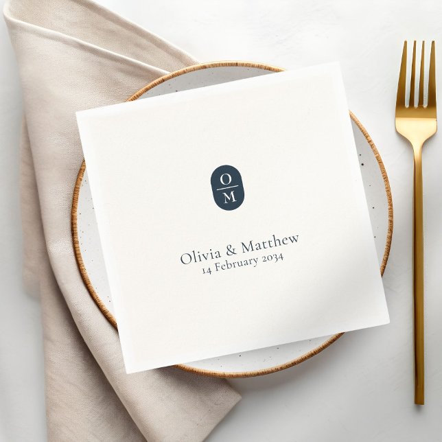 Elegant Modern Bröllopsmonogram Bröllop Pappersservett (Skapare uppladdad)