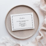 Elegant Modern bröllopsmottagning Tilläggskort<br><div class="desc">Den här eleganten är ett modernt mottagningskort för bröllopet en perfekt för ditt moderna minimalistiska bröllop. Den här designen har en svart enkel kalligrafi med vit neutralt som matchar din klassiska bröllop eller minimalistiska boho bröllop i vår, sommar, fall eller vinter. Jag ber er att ni kan ställa frågor till...</div>