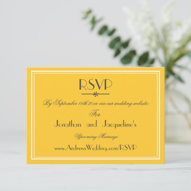Elegant Modern Bröllopswebbplats RSVP-svarskort OSA Kort (Stående Fram)