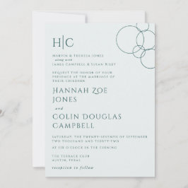 Elegant Modern Bubbles Geometric Grått & Mörk Teal Inbjudningar