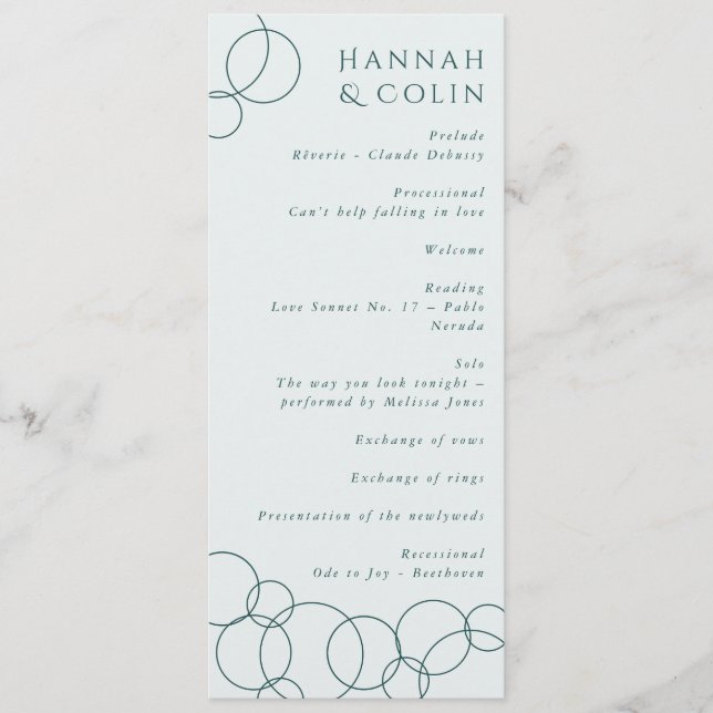 Elegant Modern Bubbles Geometric Grått & Mörk Teal Program (Framsida)