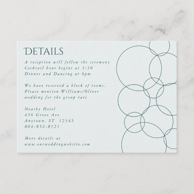 Elegant Modern Bubbles Geometric Grått & Mörk Teal Tilläggskort (Framsida)