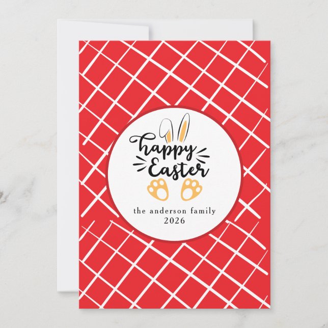 Elegant Modern Bunny Patterns Happy Easter Photo Julkort (Framsida)