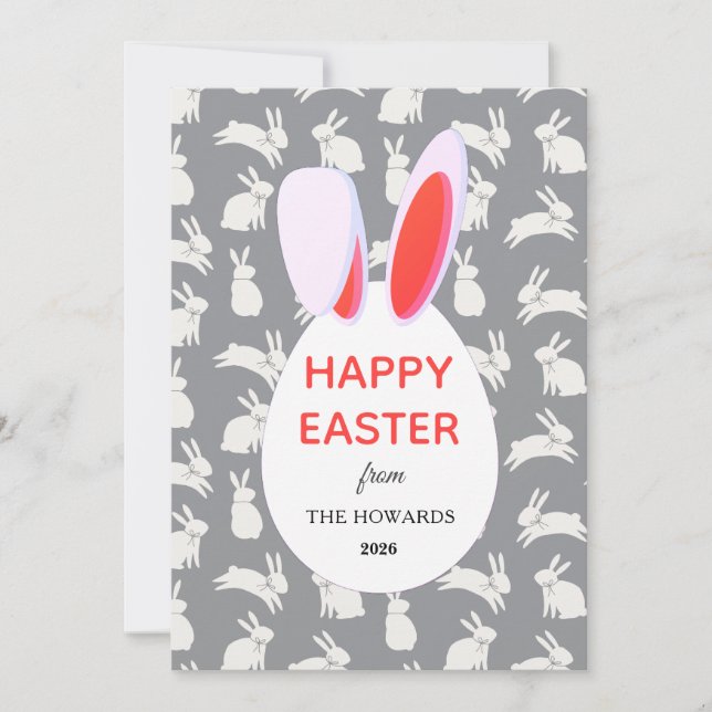 Elegant Modern Bunny Patterns Happy Easter Photo Julkort (Framsida)