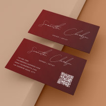 Elegant Modern Burgunder Handskriven Script QR-kod