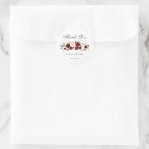 Elegant modern burgunder & rosé bukett runt klistermärke