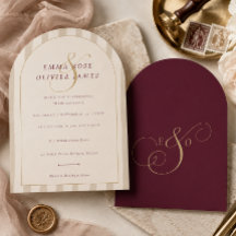 Elegant Modern Burgundisk Champagne Båge Bröllop