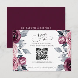 Elegant Modern Burgundy Blommig QR-KOD OSA Kort