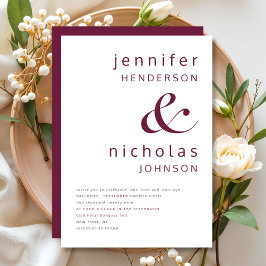Elegant Modern Burgundy Bröllop Inbjudningar