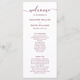 Elegant Modern Burgundy-Bröllopsprogram Program