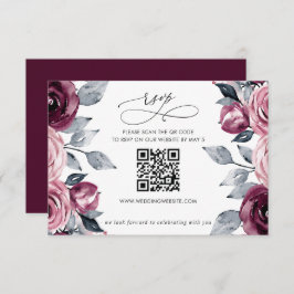 Elegant Modern Burgundy Floral QR CODE OSA Kort