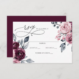 Elegant Modern Burgundy Floral Wedding OSA Kort