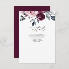 Elegant Modern Burgundy Floral Wedding Tilläggskort