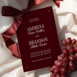 Elegant Modern Burgundy & Ivory Formal Wedding Inbjudningar