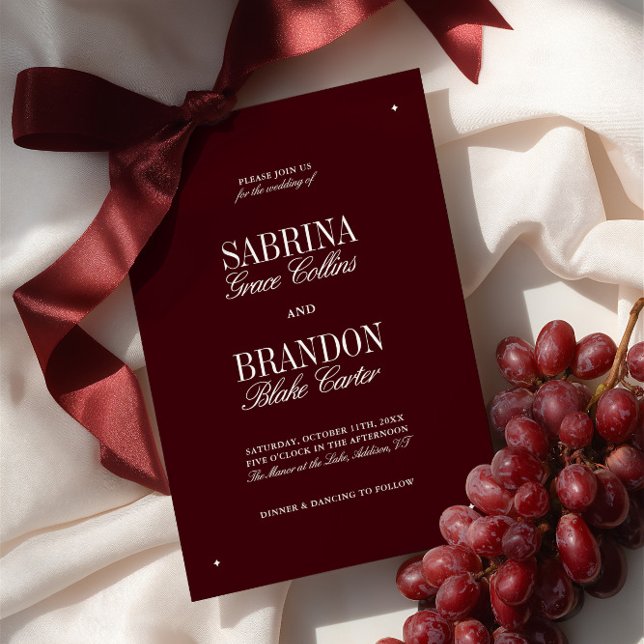 Elegant Modern Burgundy & Ivory Forme Bröllop Inbjudningar (Elegant Modern Burgundy & Ivory Formal Wedding Invitation)