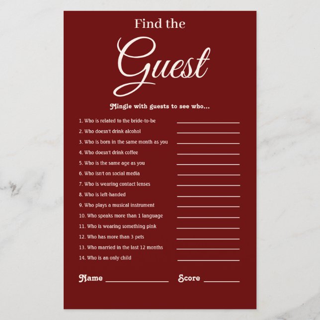 Elegant Modern Burgundy Möhippa-spel (Baksida)