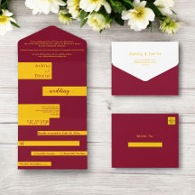 Elegant Modern Burgundy och Guld Chic Bröllop