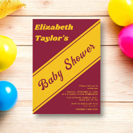 Elegant Modern Burgundy och Guld Finare Baby Showe Inbjudningar