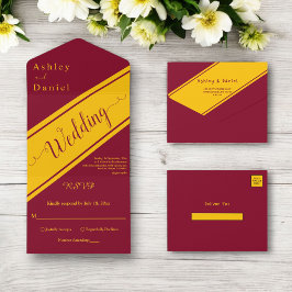 Elegant Modern Burgundy och Guld Finare Bröllop