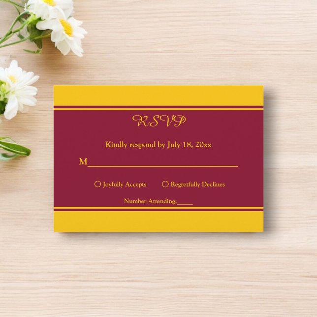 Elegant Modern Burgundy och Guld Luxury Bröllop OSA Kort (Skapare uppladdad)