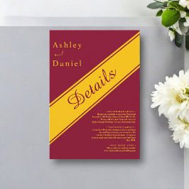 Elegant Modern Burgundy och Guld Luxury Bröllop Tilläggskort