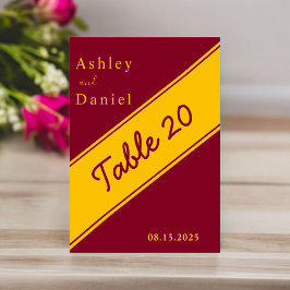 Elegant Modern Burgundy Och Guld Lyx Bröllop Bordsnummer