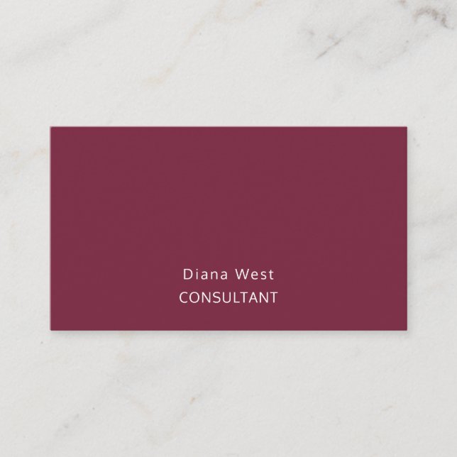 Elegant Modern Burgundy Red Business Card Visitkort (Framsida)