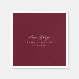 Elegant & modern Burgundy Script Wedding Pappersservett