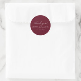 Elegant & modern Burgundy Thank you Wedding Runt Klistermärke