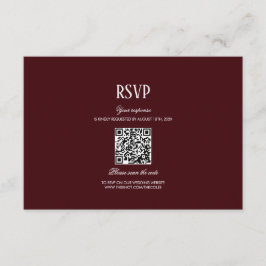 Elegant Modern Burgundy Wedding QR Code RSVP Tilläggskort