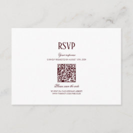 Elegant Modern Burgundy Wedding QR Code RSVP Tilläggskort