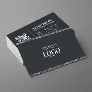 Elegant Modern Business Logotyp QR Code Grekiska M Visitkort