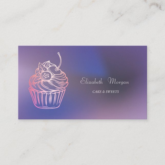 Elegant Modern Cake Sweets,Cupcake Purple Visitkort (Framsida)