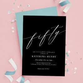 Elegant Modern calligrafi 50:e födelsedagen Inbjudningar