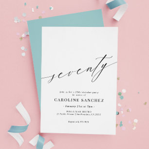 Elegant Modern calligrafi 70:e födelsedagen Inbjudningar
