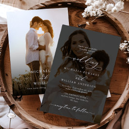 Elegant Modern Calligraphy 2-Photo Bröllop Inbjudningar