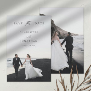 Elegant Modern Calligraphy 2 Photos Bröllop Spara Datumet
