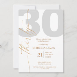 Elegant Modern Calligraphy 30 Adult Birthday Inbjudningar